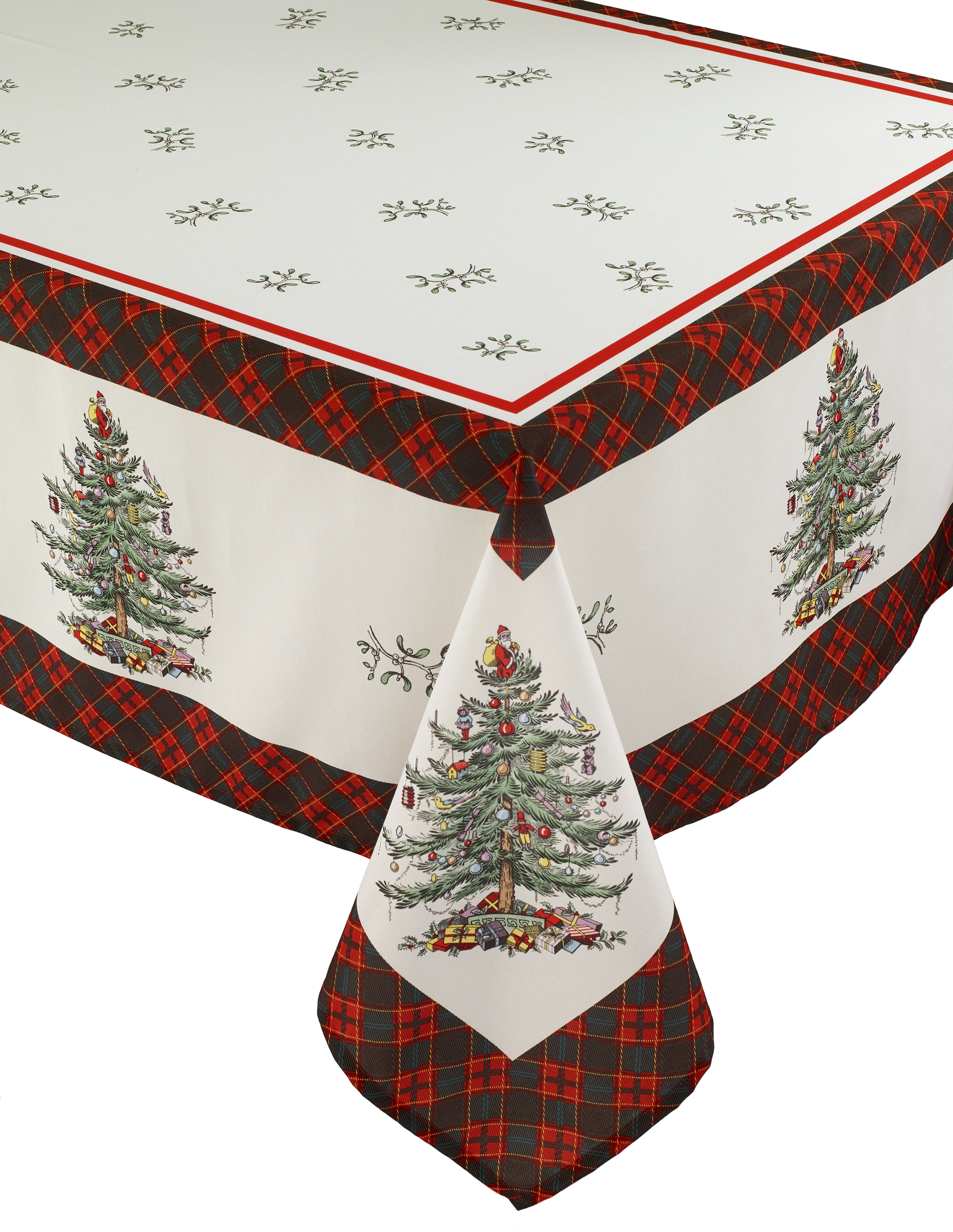 Christmas Tree Tartan 60" x 84" Oblong Tablecloth image number null